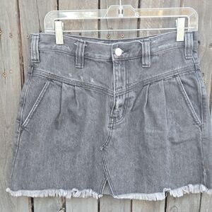 We The Free Gray Denim Mini Skirt with Frayed Hem Size 28